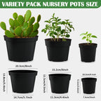4/6/8 Inch Black Plant Nursery Pots, 15 Pack, Thickened Plastic with Drainage Holes, Indoor/Outdoor