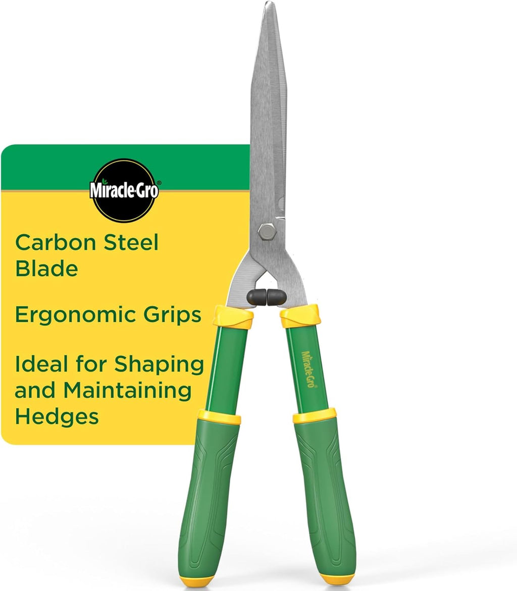 Miracle-Gro 21 in. Hedge Shears – Lawn and Yard Tool with Sharp Carbon Steel Blades, Comfort Grip Handles, and Lightweight Design for Shaping/Trimming Hedges, Shrubs, and Bushes