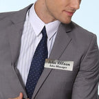 Custom Engraved Name Tag Badges for Business, Personalized Identification with Pin, Magnetic, Adhesive, or Blank Backing, 1"x3", Red/White Text