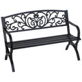FDW | 50" Outdoor Garden Bench | Black | 485lbs Load Capacity