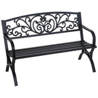 FDW | 50" Outdoor Garden Bench | Black | 485lbs Load Capacity