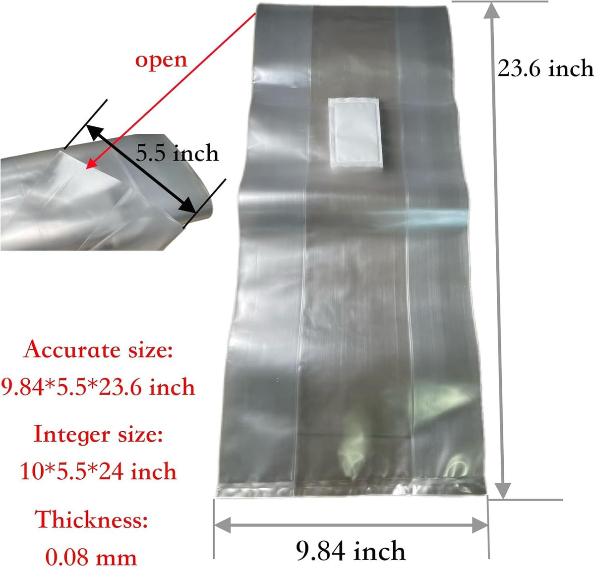 Sealable Mushroom Grow Bags with 0.2 Micron Filter,10''x5.5''x24'',0.08mm/3.15mil Thick PP,Extra Large Size Transparent Cultivation Bags for Commercial & Home Use (25PCS)