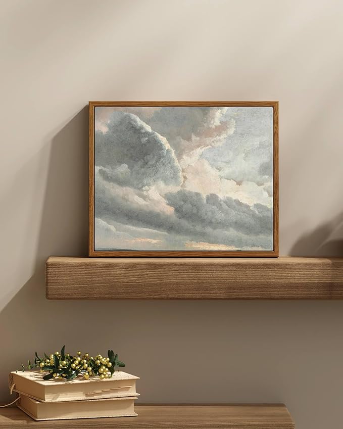 InSimSea Framed Canvas Wall Art Vintage Decor, Study of Clouds Oil Painting Wall Prints, Home Decor Wall Art for Farmhouse Office Bathroom Decor, 9"x11"