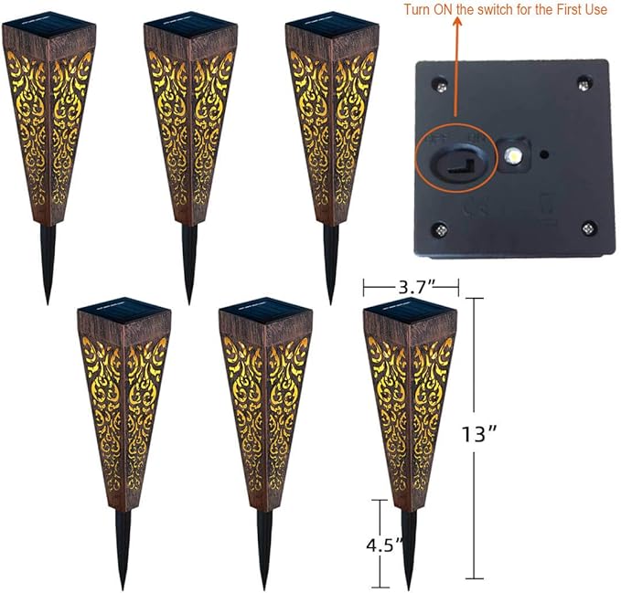 6Pcs Solar Lights Outdoor Pathway Garden Stakes Lights Waterproof LED for Patio, Walkway, Lawn Decorations,Christmas Gifts for Mom Dad (Copper)