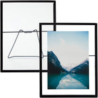 Juvale Wedding Floating Glass Picture Frames - 8-Pack, Black, 6.9" x 8.9", for 5" x 7" Photos - Hanging Picture Frames & Table Number Display - Double-Sided Glass & Easel Back