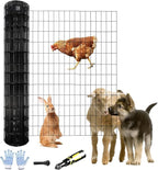 Tongmo 4 ft x 50 ft Black PVC Coated Welded Wire Fence, 16GA Garden Chicken Wire Fence Roll, Mesh Size 2" x 4" Hardware Cloth, Ideal for Yard Protection and Poultry Netting