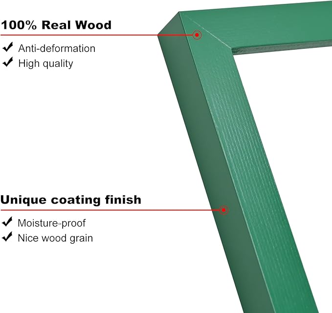 KINLINK 5x7 Picture Frames Green Wood Frames with Acrylic Plexiglass for 3.5x5/4x6 with Mat or 5x7 without Mat, Tabletop and Wall Mounting Display, Set of 4