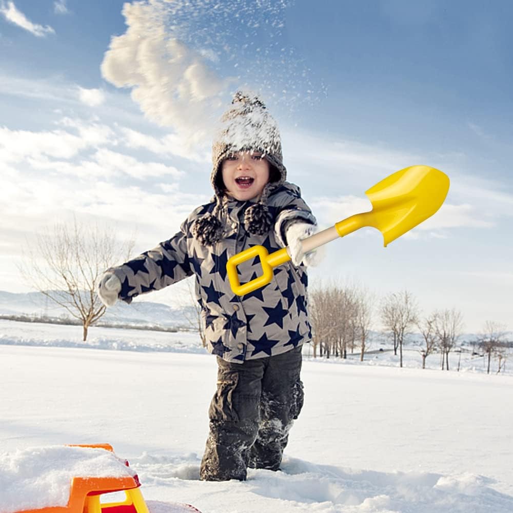 Kids Sand Shovels 16" Long Kids Beach Spade Durable Wood Handle ABS Plastic Spade Garden Tool Set for Kids Adults Garden Sand Snow Backyard Summer Beach Shoolbackyard Sandbox 3- Pink Blue Yellow