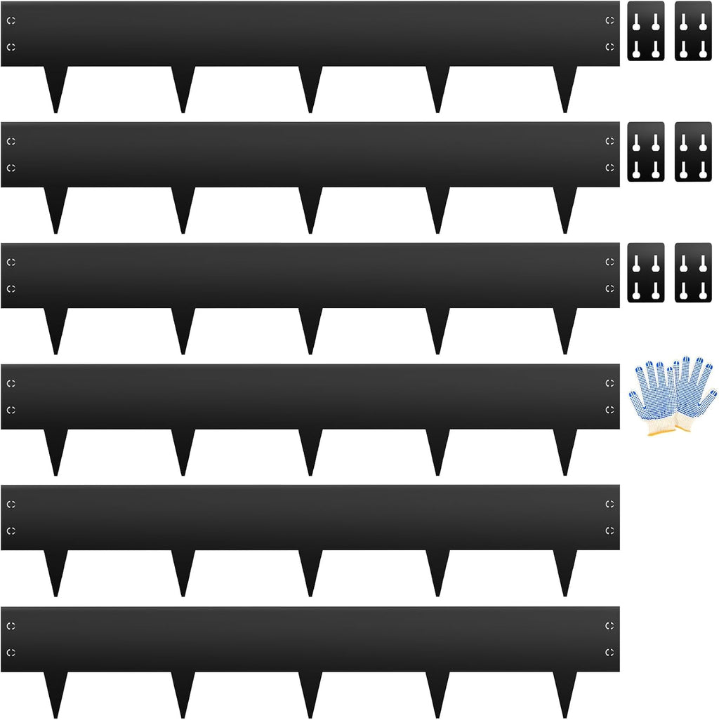 Metal Landscape Edging 6" H X 40" L, 6 Pack Black Bendable Steel Garden Edging Border,Heavy Duty Metal Edging for Landscaping Yard Lawn and Flower Bed Border(20 Ft)