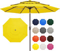 JEAREY 9FT 3 Tier Patio Umbrella Outdoor Market Umbrella Table Umbrellas with 8 Ribs 1.5 Pole Push Button Tilt and Crank UV Protection for Garden,Backyard,Yellow