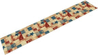 4th of July Table Runner, Rustic Vintage Country Red White Blue American Stars Independence Day Print Table Cover for Farmhouse Kitchen Dining Table Decor, 13x120inch