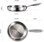 10-Inch Tri-Ply Stainless Steel Pan, PFOA and PTFE-Free Skillet Griddle, Stainless Steel Pan Set with Lid for the Kitchen, Induction-Compatible Cookware Sets, Dishwasher and Oven Safe