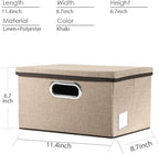 PRANDOM Storage Bins with Lids [3-Pack] Jute Fabric Foldable Storage Boxes Organizer Containers Baskets Cube with Cover for Home Bedroom Closet Office Nursery khaki（11.4X8.6X6.7