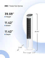 Dreo Tower Fan for Bedroom, 40" Evaporative Air Cooler, Cooling Fans That Blow Cold Air with 80° Oscillating, Removable Water Tank, 3 Modes 4-Speed, Remote Control, Quiet Floor Fan, White and Black