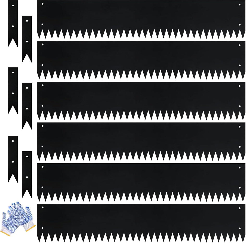 Metal Landscape Edging Galvanized Steel Edging Metal Garden Edging Border 40 Inch Strips 8 Inch Depth Black Steel Landscaping Edge 6-Pack for Lawn Yard Pathway 20 Ft Total (with 6 Clips)