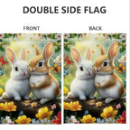 Spring Summer Flowers Butterfly Bunny Garden Flags for Outside 12x18 Double Sided, Small Burlap Seasonal Farmhouse Yard Flag Spring Decorations Outdoor Decor for Lawn Porch Patio Walkway
