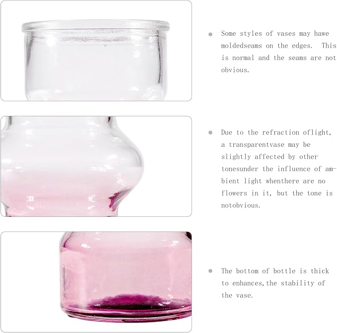 10 Pcs Pink Flower Bud Vases, Loose Transparent Flower Bud Vases, Small Vases, Decorative Vases, Family Wedding Table Decorations