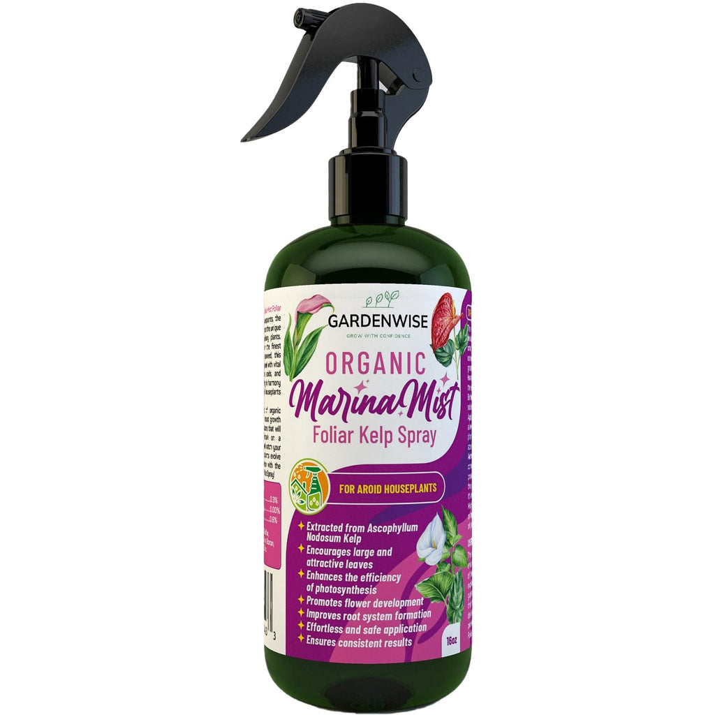 Marina Mist: Organic Aroid Plant Food & Foliar Kelp Spray - Nourish & Enhance Peace Lily, ZZ Plant, Elephant Ear, Monstera, Aglaonema, Philodendron, Pothos, Colocasias - Easy to Use (16 oz)