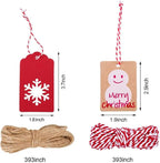 100 Pack Kraft Paper Christmas Gift Tags， Xmas Kraft Gift Tags with Jute Twine Baker Twine for DIY Xmas Holiday Present Wrap Stamp and Label Package Name Card