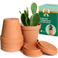 vensovo 6 Inch Terracotta & Clay Pots for Plant with Saucer, 4 Pack
