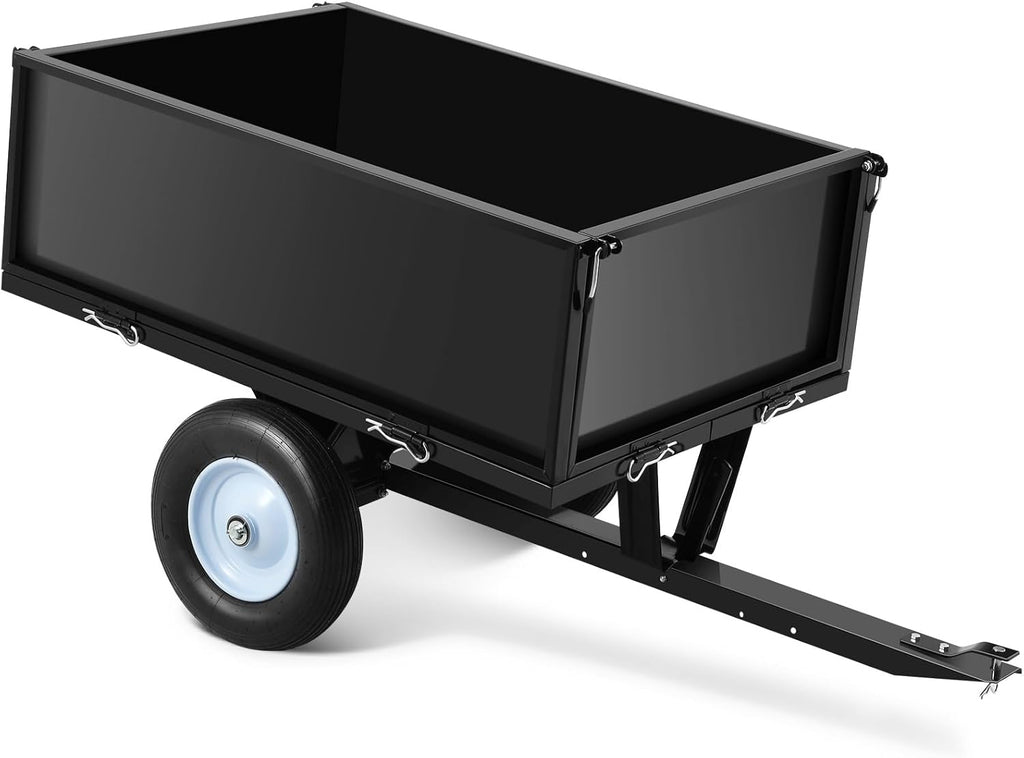 500 LBS Tow Behind ATV Trailer Dump Cart, Heavy Duty Pull Behind Yard Wagon Garden Cart with 2 Wheels, for Tractor, ATV, UTV, Outdoor Lawn Mower