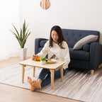 EMOOR Wood Folding Coffee Table Rectangle Medium (17.7"x31.5") Walnut, Floor Sitting Low Table Small Space Minimalist Japanese Tatami Room