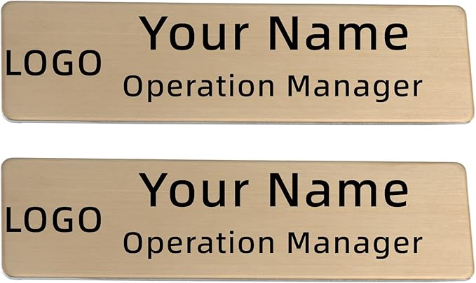 2pcs Stainless Steel Custom Name Tags with Pin or Magnet Adhesive Tape,Personalized,Customizable Name Tags,Custom ID Badge,Metal Name Tag for Cops,Nurses,Doctors,Teachers(RosGold x 2)