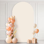 Ledido Wedding Arch Backdrop Cover 7.2FT Arch Covers Fitted Stretchy Spandex Round Top Stand Backdrop Cover for Wedding Banquet Ceremony Birthday Party Baby Shower Event Decoration,Beige