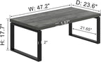 EXCEFUR Modern Coffee Table, Rustic Wood and Metal Center Table for Living Room, Industrial Rectangle Cocktail Tea Table for Home Office, Vintage Grey, 47 Inch