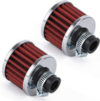 PTNHZ Universal 2 PCS 12mm Auto Cone Mini oil Air Intake Filter Crankcase Vent Valve Cover Breather Filter Flow Air Filters Red