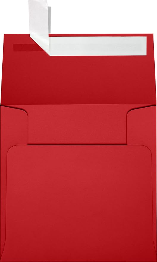 LUXPaper Square Invitation Envelopes | Peel & Press | 4" x 4" | Ruby Red | 80lb. Text | 50 Qty