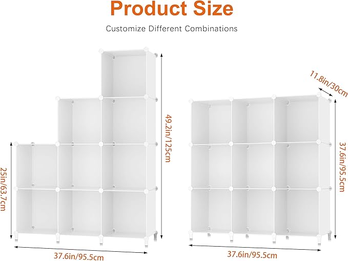 HOMIDEC Closet Organizers and Storage, 9 Cube Storage Organizer, Portable Closet Organizer Cubes Shelves for Clothes, Bedroom, Kids Room, Bathroom, Wardrobe, White