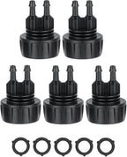 5 Pack Drip Irrigation Hose Connectors,1/4 Inch Drip Irrigation Tubing x 3/4 FHT Swivel Garden Faucet Dual Adapter, Convert 3/4" Garden Hose to 1/4" Drip Irrigation Parts