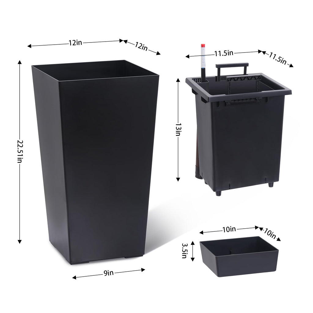 Garvee 22.5" Tall Planters Set of 2, Outdoor＆Indoor Planter Pots