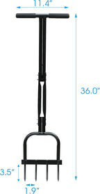 Gardzen Spike Aeration, Heavy Duty Aerator for Compacted Soils and Lawns, 35" x 11", Black