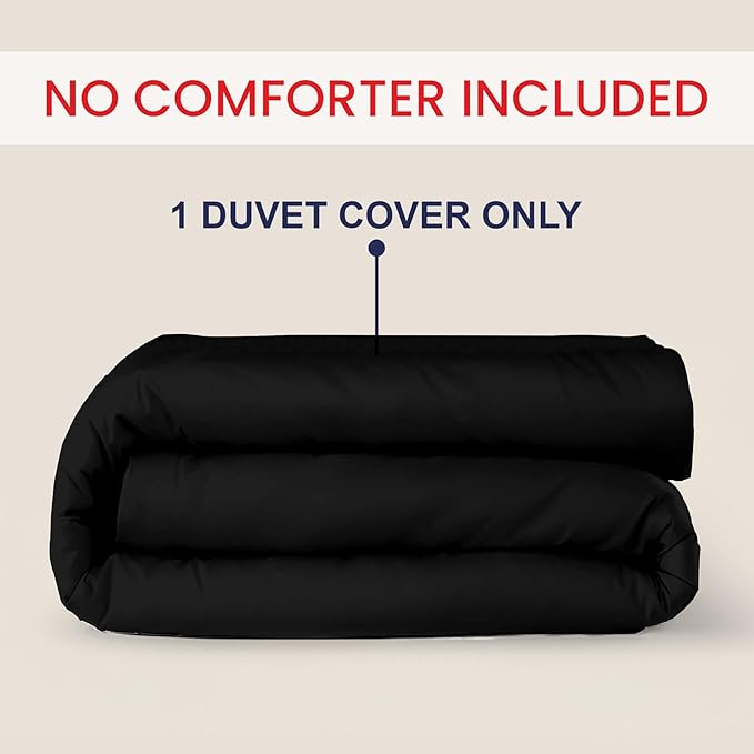Kotton Culture 1 Pc California King Size Duvet Cover Only -100% Egyptian Cotton Sateen 600 Thread Count Ultra Soft Premium Durable Comforter Cover Zipper Closure & Corner Ties (Black,104"x98")
