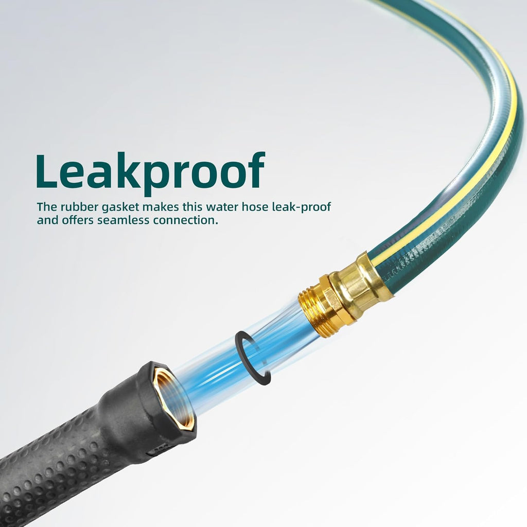 Solution4Patio Short Leader Green Garden Hose 5/8 in. x 6 ft. -Kink Free, No Leaking, Male/Female Fittings -Heavy Duty Durable Flexible Lightweight Water Pipe -Brass Aluminum Ends for Household & Yard