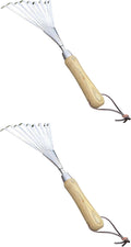 Garden Guru Eco Hand Rake Soil Tiller- 100% Recycled Stainless Steel - Rust Resistant - FSC Certified Wood Ergonomic Handle - Great for Gardening Cultivating Loosening Soil & Spreading Mulch (2 Pack)