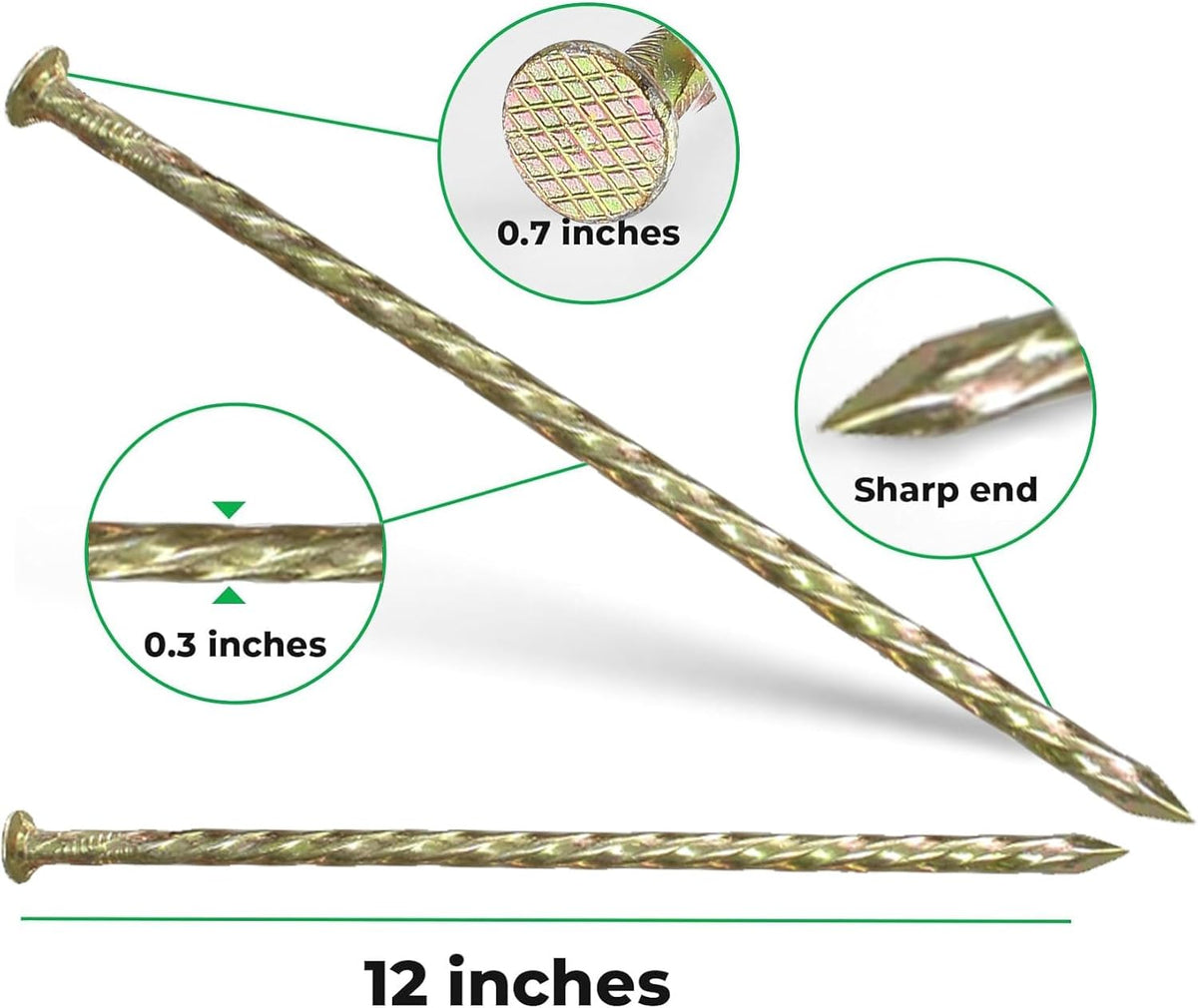12 Inch Landscape Stakes,Galvanized Metal Garden Stakes,Metal Edging Anchoring Spikes for Artificial Turf, Paver Edging, Weed Barrier, Tent, Camping, Carpentry,（ 20 Pack）