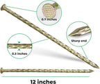 12 Inch Galvanized Heavy Duty Spiral Landscape Spikes, Metal Garden Stakes Edging Anchoring Spikes for Artificial Turf, Paver Edging, Weed Barrier, Tent, Camping, Carpentry,（ 40 Pack）