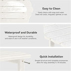 Small Outdoor Side Tables Modern 2-Tier Adirondack Table Rustic End Table HDPE Storage Shelf Industrial Corner Rectangle Coffee Table for Patio Garden Balcony Backyard Pool Farmhouse Home White