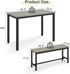 Rovibek Dining Table Set for 4 with 2 Benches – Space-Saving Kitchen Table Set for Kitchen & Dining Room, Grey