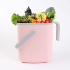 BLUE GINKGO Kitchen Compost Bin [5L / 1.32 GAL] – Filter-Free, Odor-Tight Countertop Food Waste Pail with Handles (Made in Korea, Pink)