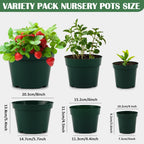 15 Pack 4/6/8 Inch Plant Nursery Pots, Thickened Plastic Pots for Plants with Drainage Holes, Sturdy Seedling Pots, Seed Starting Pot, Flower Pots for Indoor Outdoor Plants, Green