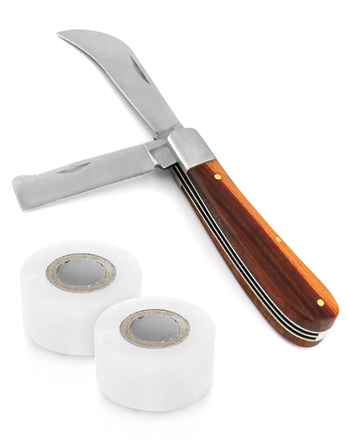 QWORK Gardening Grafting Cutter, Manual Grafting/Pruning Cutter, Plant/Fruit Tree Budding Tool with 2 Plants Repair Tapes for Floral Fruit Tree