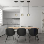 Crystal Pendant Light Fixture, Modern Black Pendant Light Kitchen Lighting, Small Crystal Pendant Island Hanging Light for Kitchen Dining Room