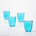 Fortessa Los Cabos Glass Drinkware Collection, 10 Ounce Tumbler (Set of 4), Lagoon Blue