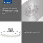 Daniks Modern Stainless Steel Stock Pot with Glass Lid – Induction 4 Quart, Dishwasher Safe, Heatproof Handles, For Soup, Pasta, Stew, Silver