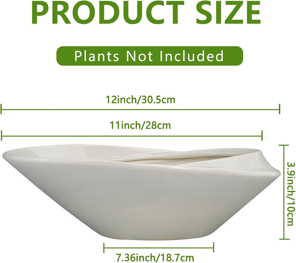 Bonsai Planter Pot - 12 Inch Ceramic Plant Pot for Indoor Plants Outdoor Decorative Flower Pot Succulent Planter with Drainage Hole Gray