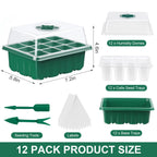 DJGINRO 12 Pack Seed Starter Tray Seed Starter Kit (144 Cells Total Tray) with Humidity Adjustable Dome, for Seeds Growing Starting Plant Germination Trays, Mini Green House Germination Trays.